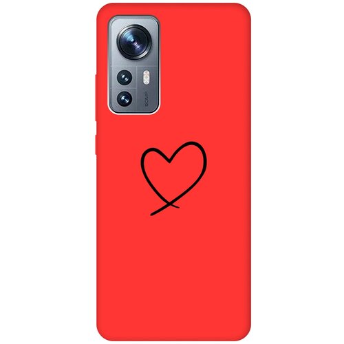 Матовый чехол Heart для Xiaomi 12 / 12X / Сяоми 12 / 12Х с 3D эффектом красный матовый чехол camomiles для xiaomi 12 12x сяоми 12 12х с 3d эффектом бирюзовый