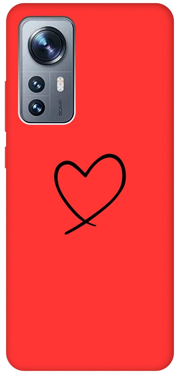 Матовый чехол Heart для Xiaomi 12 / 12X / Сяоми 12 / 12Х с 3D эффектом красный