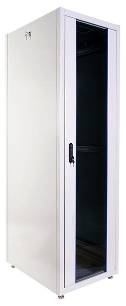 Шкаф телекоммуникационный напольный эконом 48U (600 1000) дверь стекло, дверь металл (ШТК-Э-48.6.10-13АА)