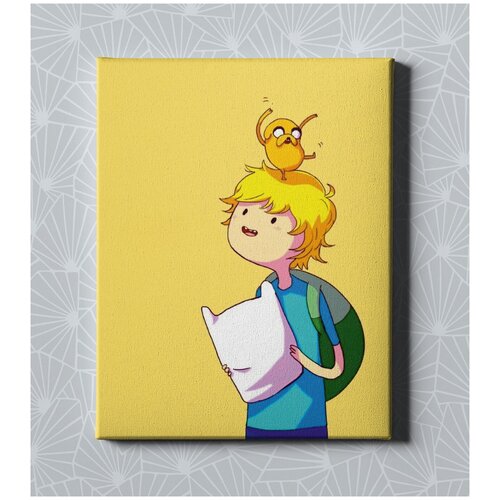 Интерьерный постер на стену для дома, в подарок / Картина на холсте для интерьера - Время приключений: Фин и Джейк, размер 30х40см