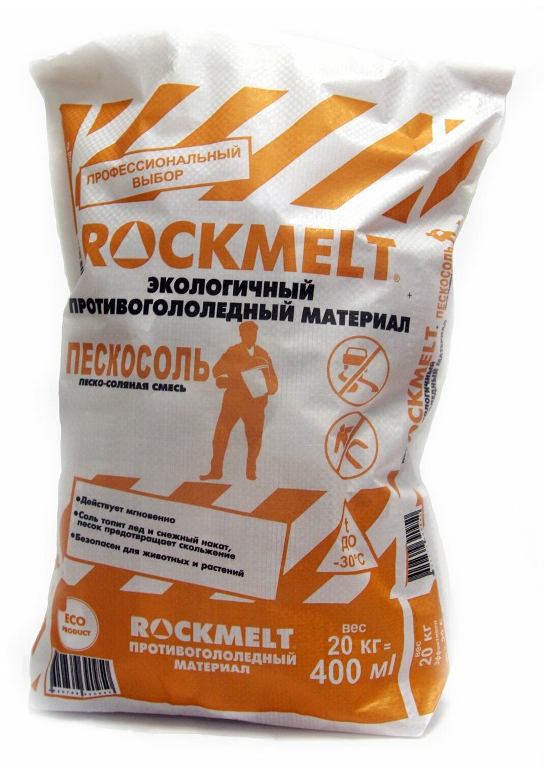 Реагент противогололедный Rockmelt Пескосоль мешок 20кг - фотография № 1