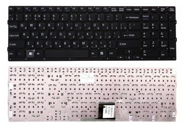 Клавиатура для ноутбука Sony Vaio VPCEC черная без рамки 1670₽