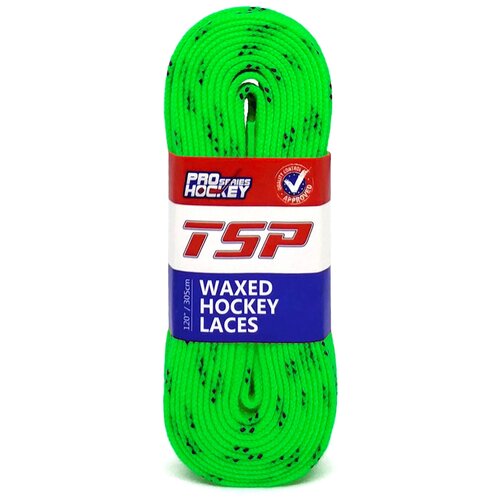 Шнурки TSP Hockey Laces Waxed 274 см, лайм с пропиткой