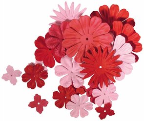 Набор декоративных цветов с отверстием под брадс из бумаги
