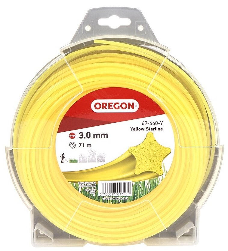 Леска для триммера Oregon Yellow Starline 3mm x 71m 69-460-Y