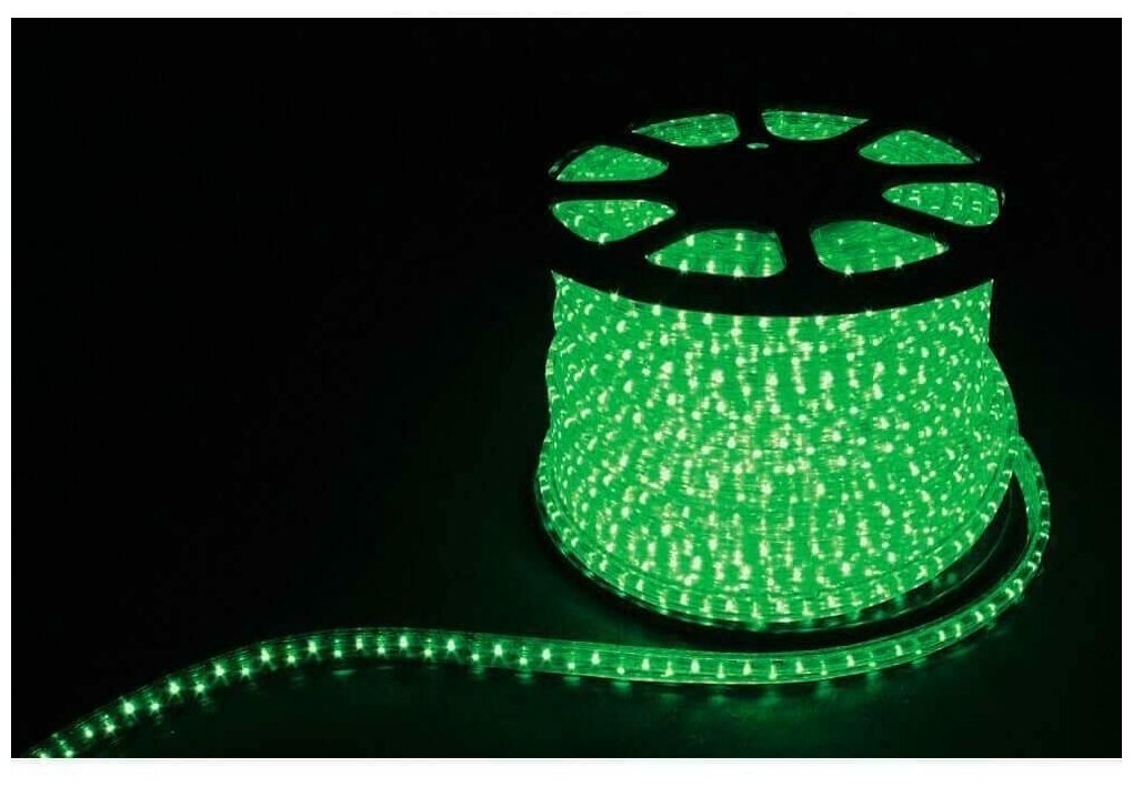 Дюралайт (лента светодиодная), 2W 100м 230V 36LED/м 13мм, зеленый, LED-R2W с 2 заглушками, 2 сетевыми шнурами, 2 коннекторами в комплекте - фотография № 1