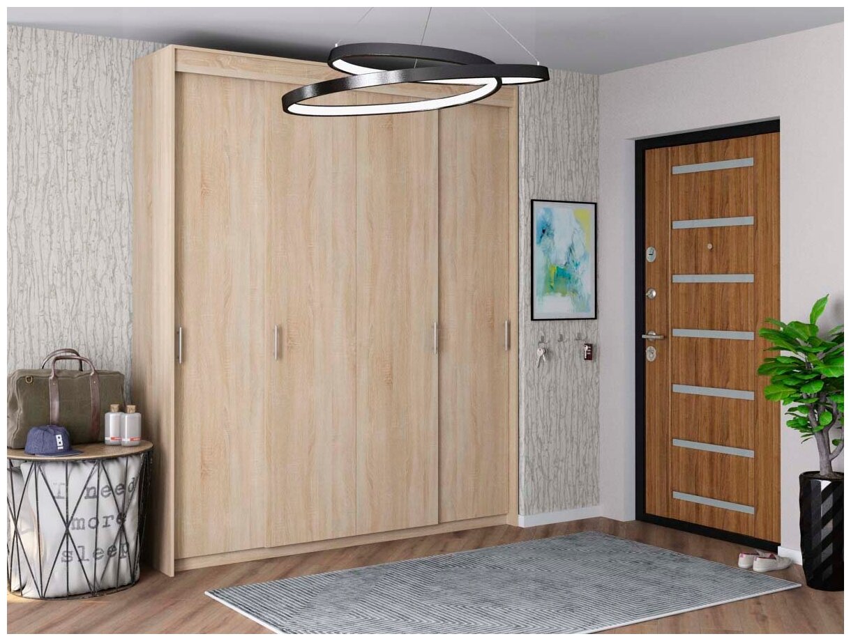 Шкаф купе для одежды Эко 4 Мф-Купе 240х60х220 белье/платье/платье/платье цвет дуб сонома