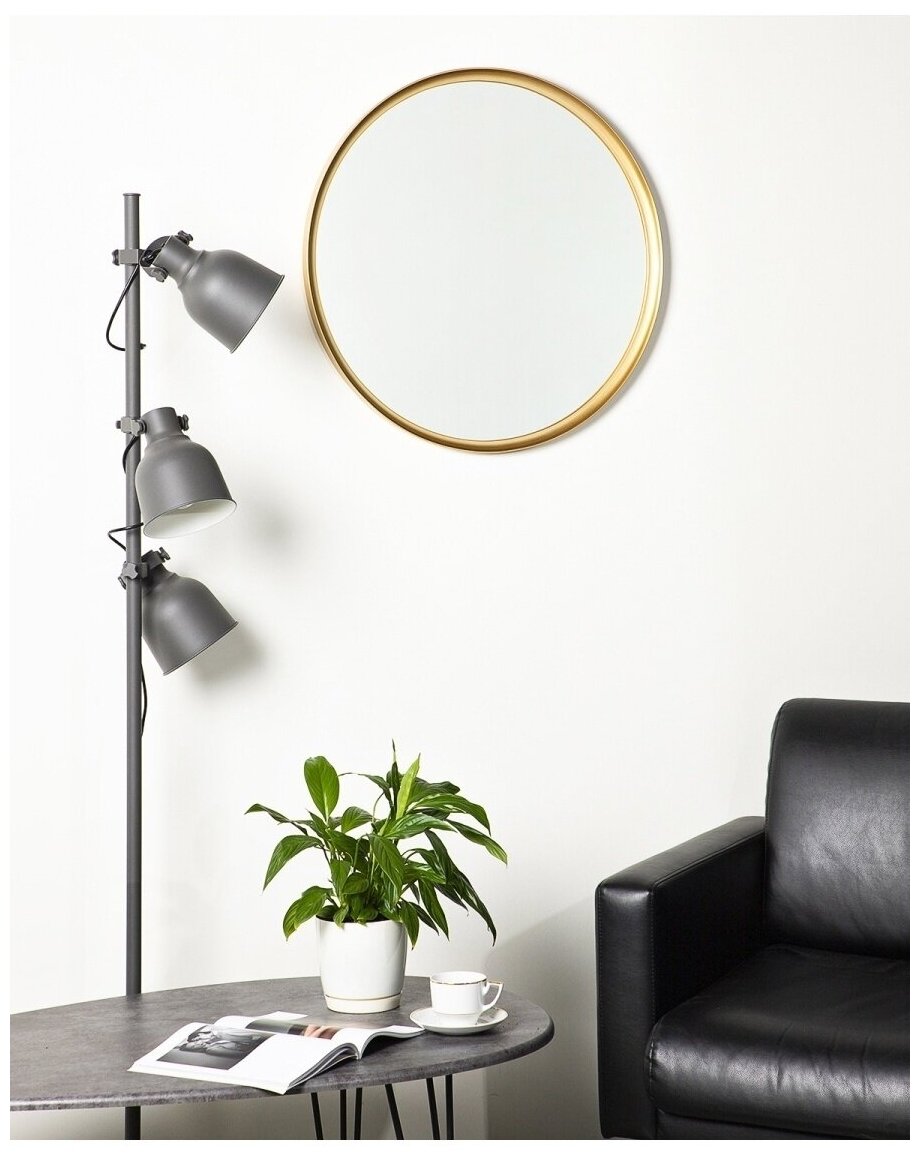 Зеркало настенное круглое для ванной, зеркало в раме в гардеробную, прихожую, гостиную, ванную золотое 50 см - фотография № 1