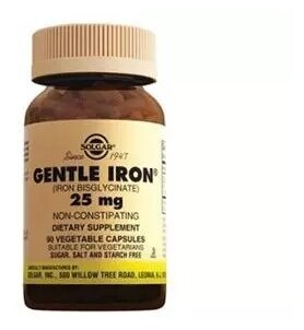 Gentle Iron (Iron Bisglycinate) капс., 25 мг, 15 г, 90 шт.