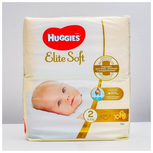 Подгузники Huggies Elite Soft 2, 4-6кг, 82 шт
