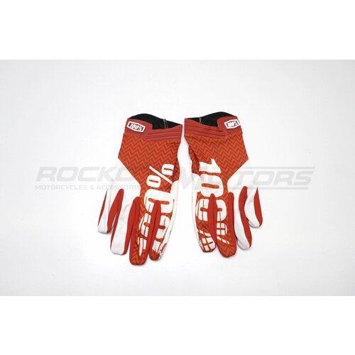 Мотоперчатки кроссовые 100% #5 (M, белый/красный)