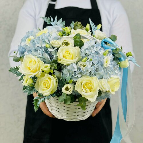 Изображение товара Сборная корзина с гортензиями. Rybe-flowers.