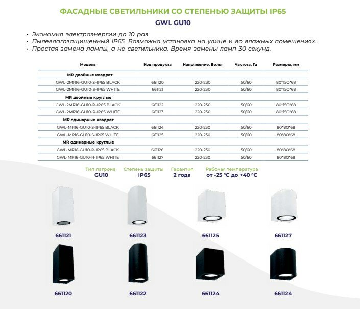 Светильник GWL-2GX53-M-IP20 Квадратный Черный - фотография № 6