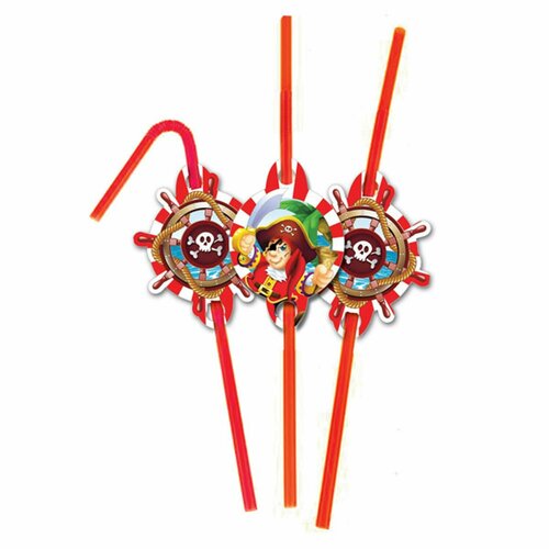 Трубочки для коктейля Веселый Пират 6 шт
