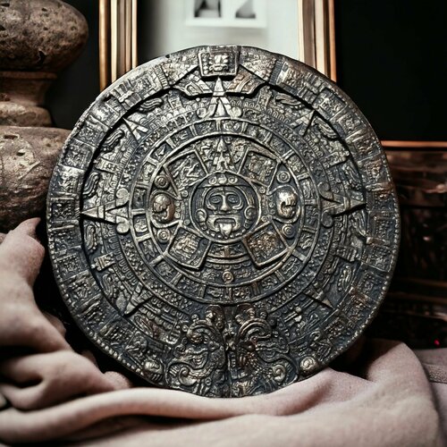 Панель 3D на стену Календарь индейцев Майя, декор с предсказанием затмений, лунный календарь. Оформление пространства и дизайн помещений.