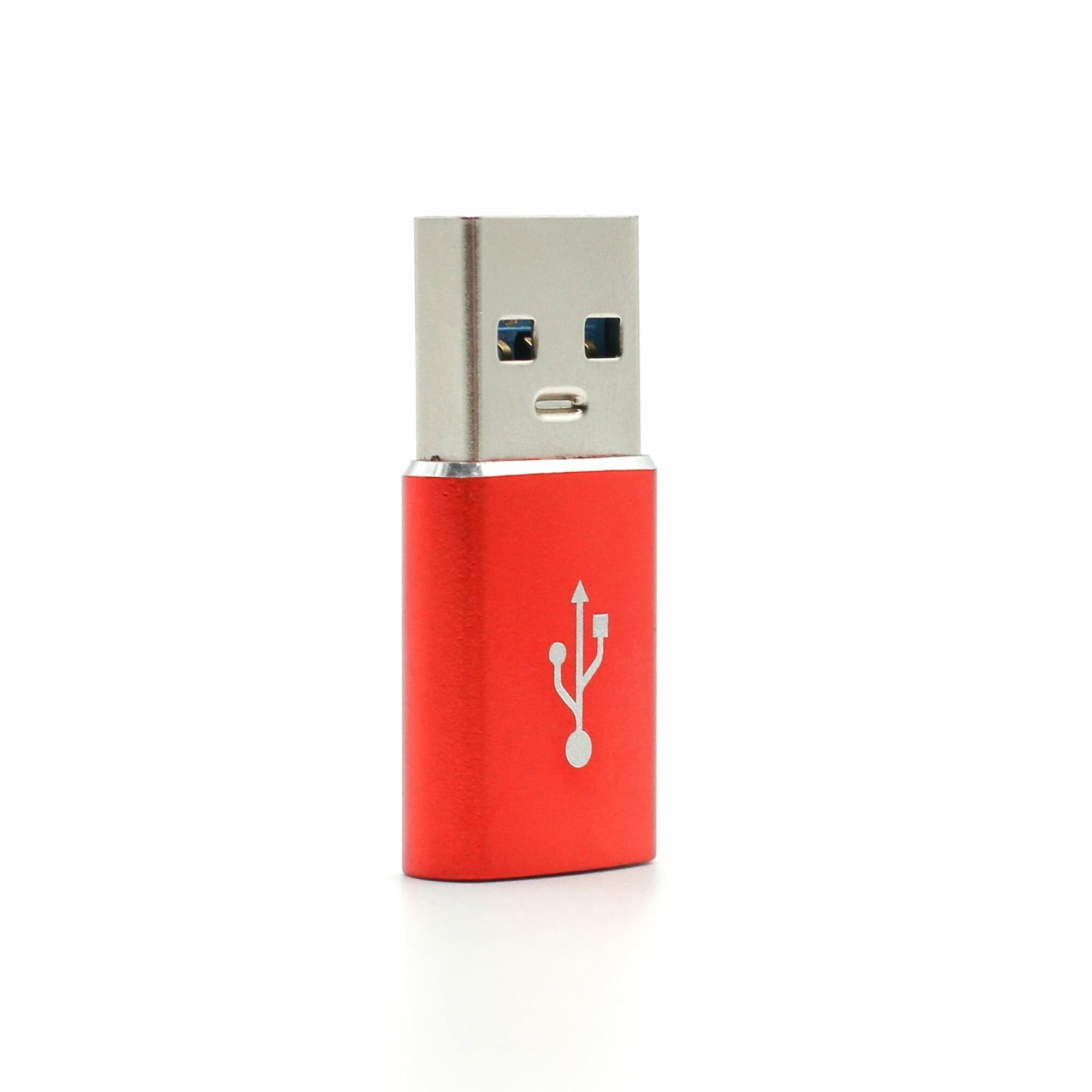 Переходник Jamme с USB 3.0 (папа/выход) на Type-C (мама/вход) Адаптер OTG Type-C для мобильных устройств планшетов смартфонов и компьютеров красный