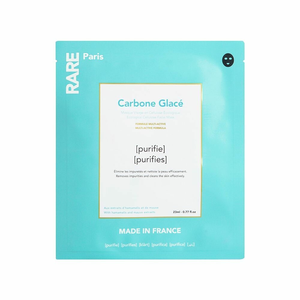 Тканевая маска для лица очищающая, 23 мл, Carbone Glac RARE Paris