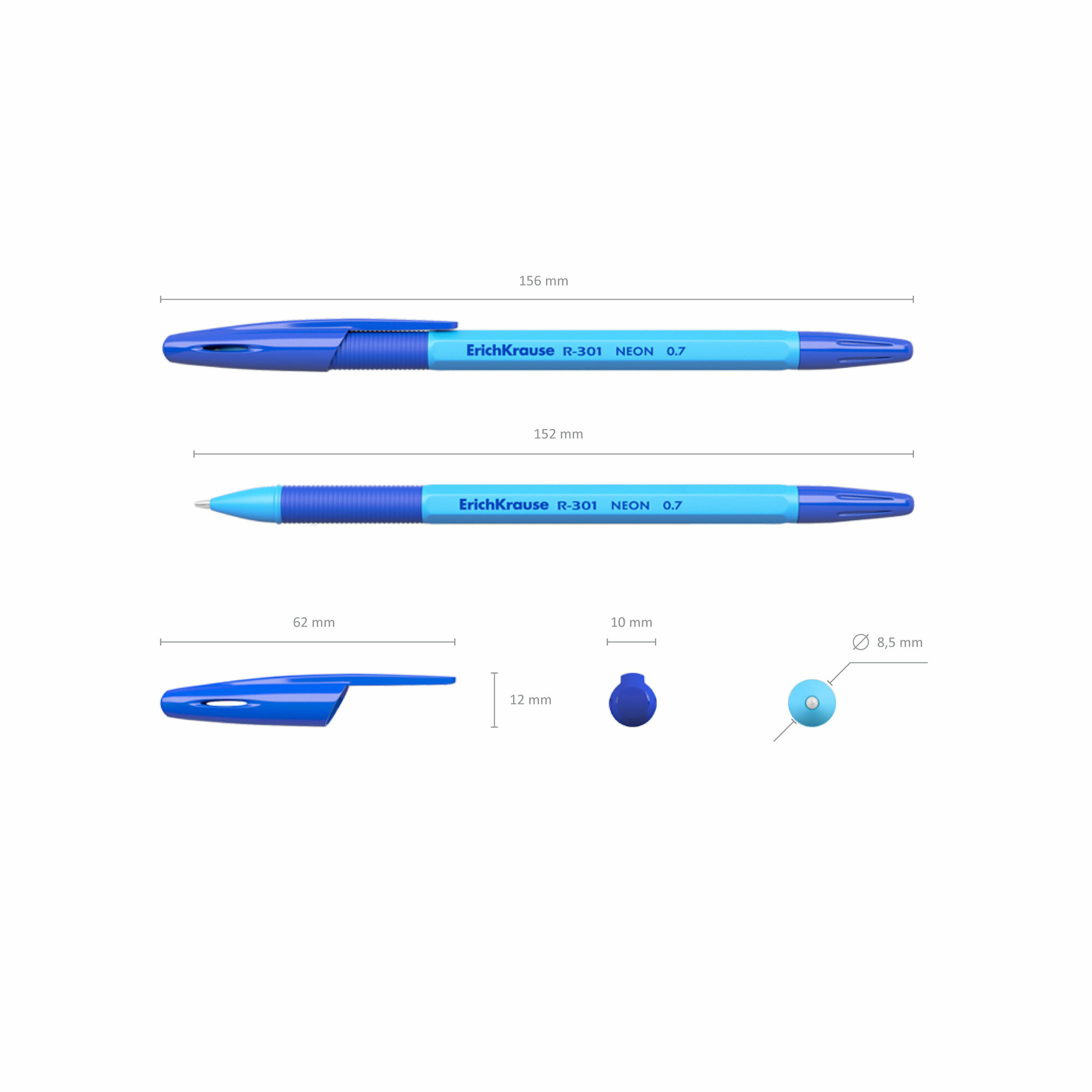 Ручка шариковая Erich Krause R-301 Neon 0.7 Stick&Grip в наборе из 4 штук пакет - фото №11