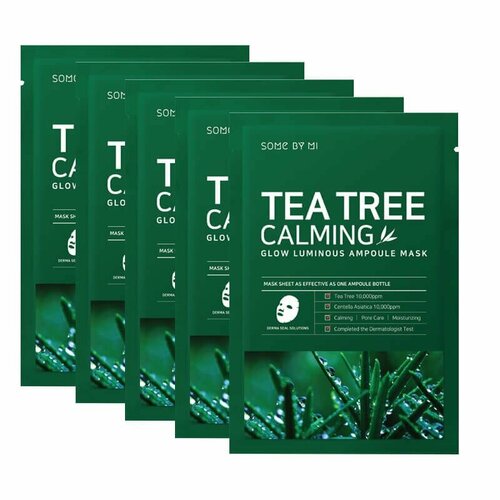 SOME BY MI Ампульная тканевая маска для лица с экстрактом чайного дерева Tea Tree Calming Glow Luminous Ampoule Mask (5 шт) some by mi tea tree calming glow luminous ampoule mask 10ea