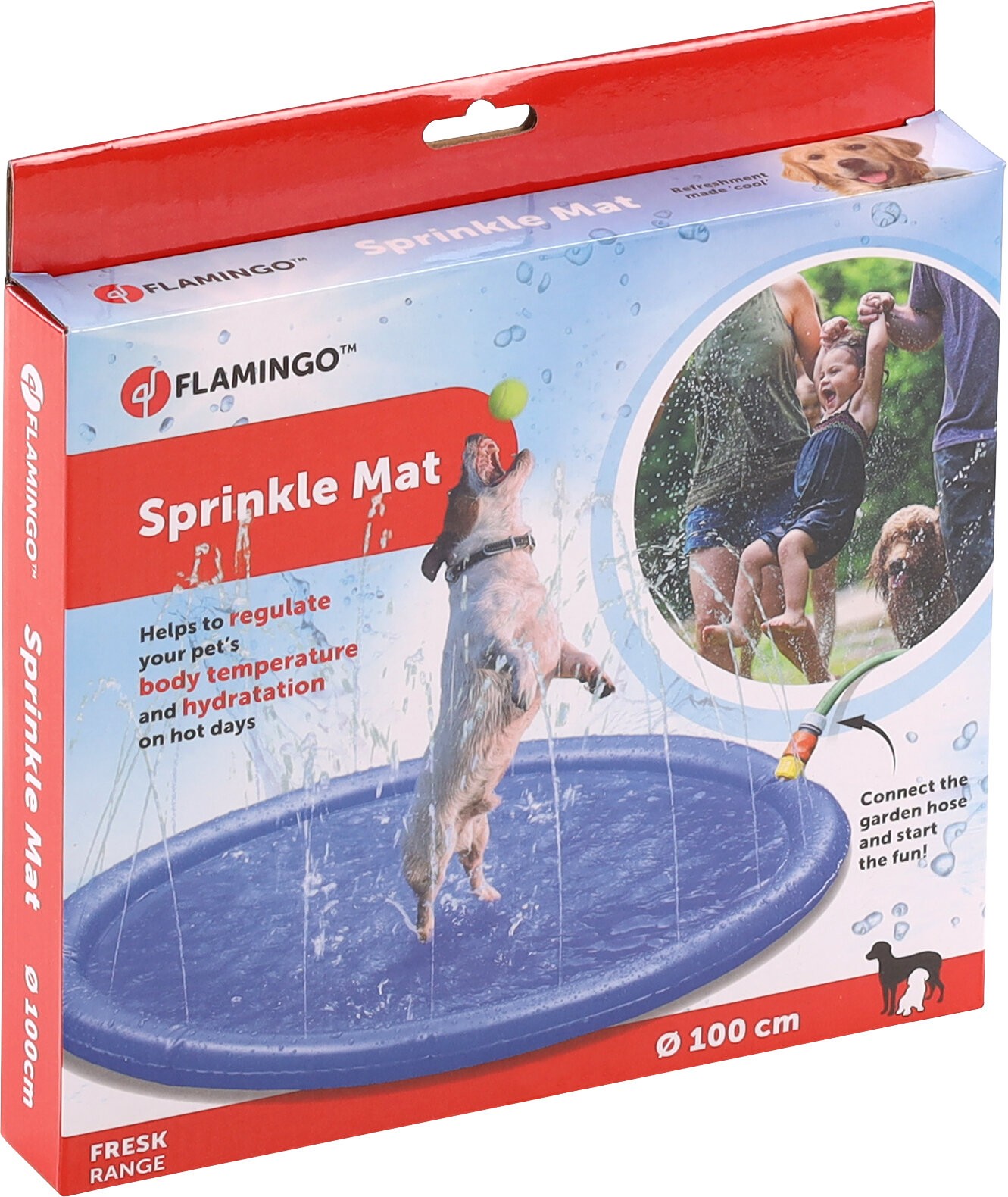 Коврик-фонтан, уличный душ для собак (Flamingo, диаметр 1 м) опрыскивающий охлаждающий бассейн