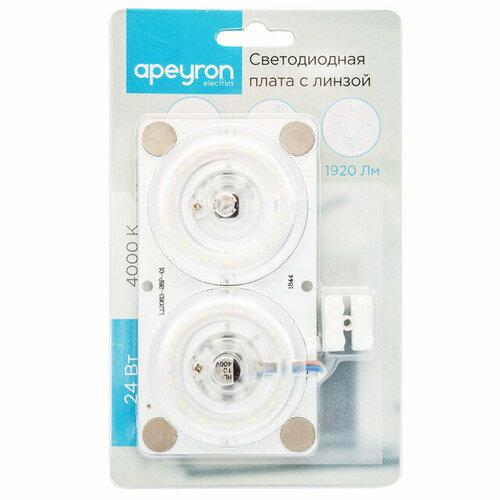 Панель светодиодная apeyron smd 24вт ip20 80лм 4000к 1277₽