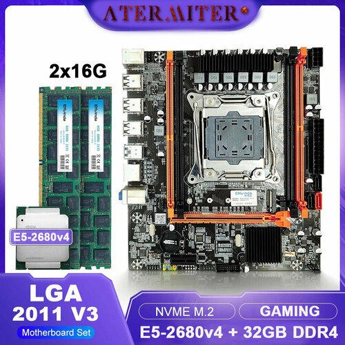 Комплект материнская плата Atermiter X99H + Xeon 2680V4 + 32GB DDR4 ECC REG