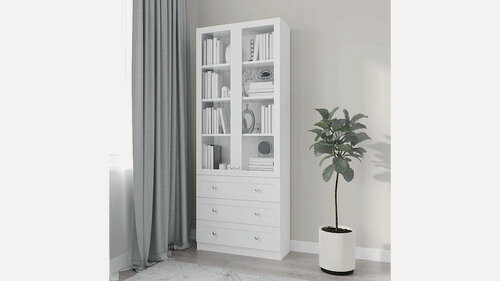 Изображение товара Шкаф стеллаж Билли 39 Белый 80x30x202 ЛДСП для книг, для посуды, с полками