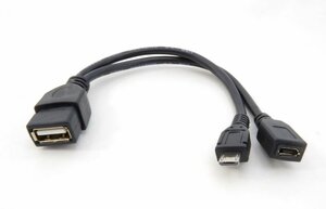 Переходник кабель OTG Micro USB с доп. питанием в Micro USB гнездо