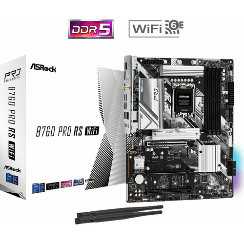 ASROCK Материнская плата Asrock B760 PRO RS WIFI Soc-1700 Intel B760 4xDDR5 ATX AC97 8ch71 25Gg RAIDHDMIDP B760 PRO RS WIFI 2057000₽