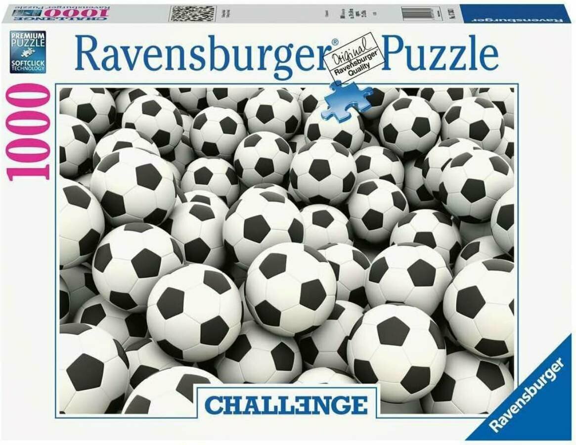 Пазл для взрослых Ravensburger 1000 деталей: Футбольные мячи