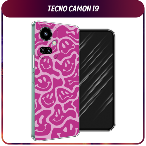 Силиконовый чехол на Tecno Camon 19/19 Pro 4G / Текно Камон 19/19 Про 4G Расплывчатые смайлики розовые силиконовый чехол на tecno camon 19 19 pro 4g текно камон 19 19 про 4g белая кошка с цветами