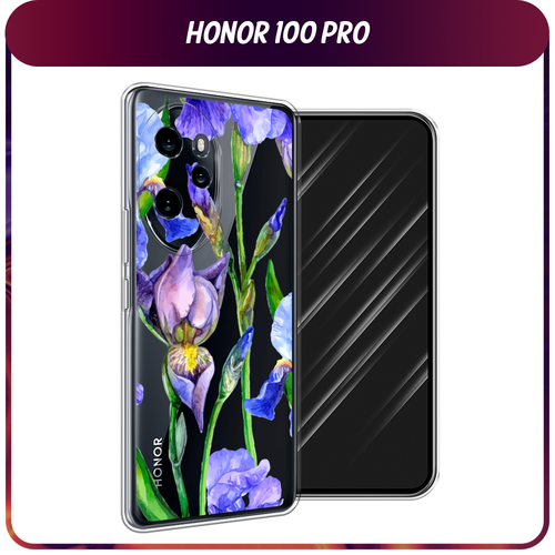 Силиконовый чехол на Honor 100 Pro / Хонор 100 Про Синие ирисы, прозрачный силиконовый чехол на honor 60 pro хонор 60 про синие ирисы прозрачный