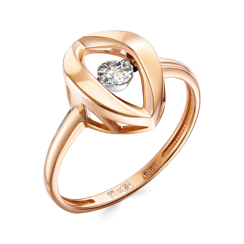 фото Кольцо diamant online, комбинированное золото, 585 проба, бриллиант, размер 18.5, бесцветный