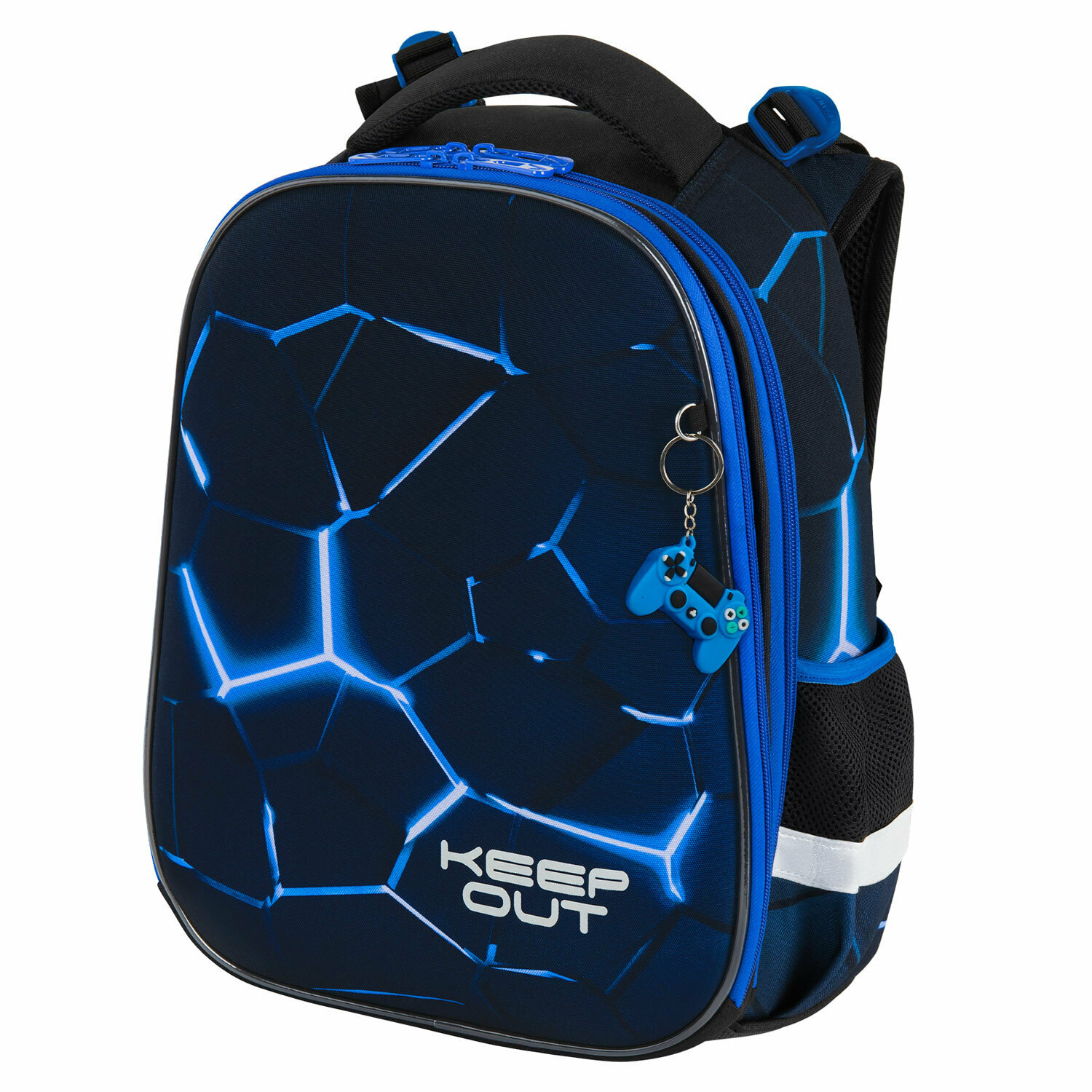 Ранец BRAUBERG PREMIUM, 2 отделения, с брелком, "Digital lava", светящийся, 38х29х16 см, 272015