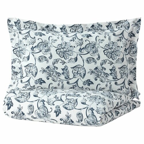 JUNIMAGNOLIA Пододеяльник и 2 наволочки IKEA белыйтемно-синий 200x20050x70 см 10493271 7769₽