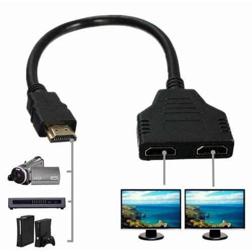 Разветвитель HDMI 1.4 на 2 выхода Full HD 1080p 21 см разветвитель сплиттер hdmi на 3 порта 4k кабель hdmi 0 5 м ks is