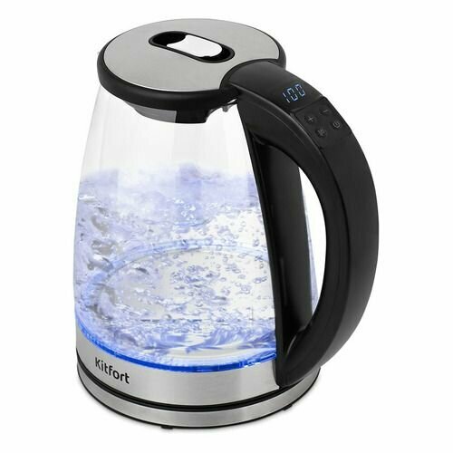 Чайник электрический KitFort КТ-6176 2200Вт черный и серебристый 288500₽