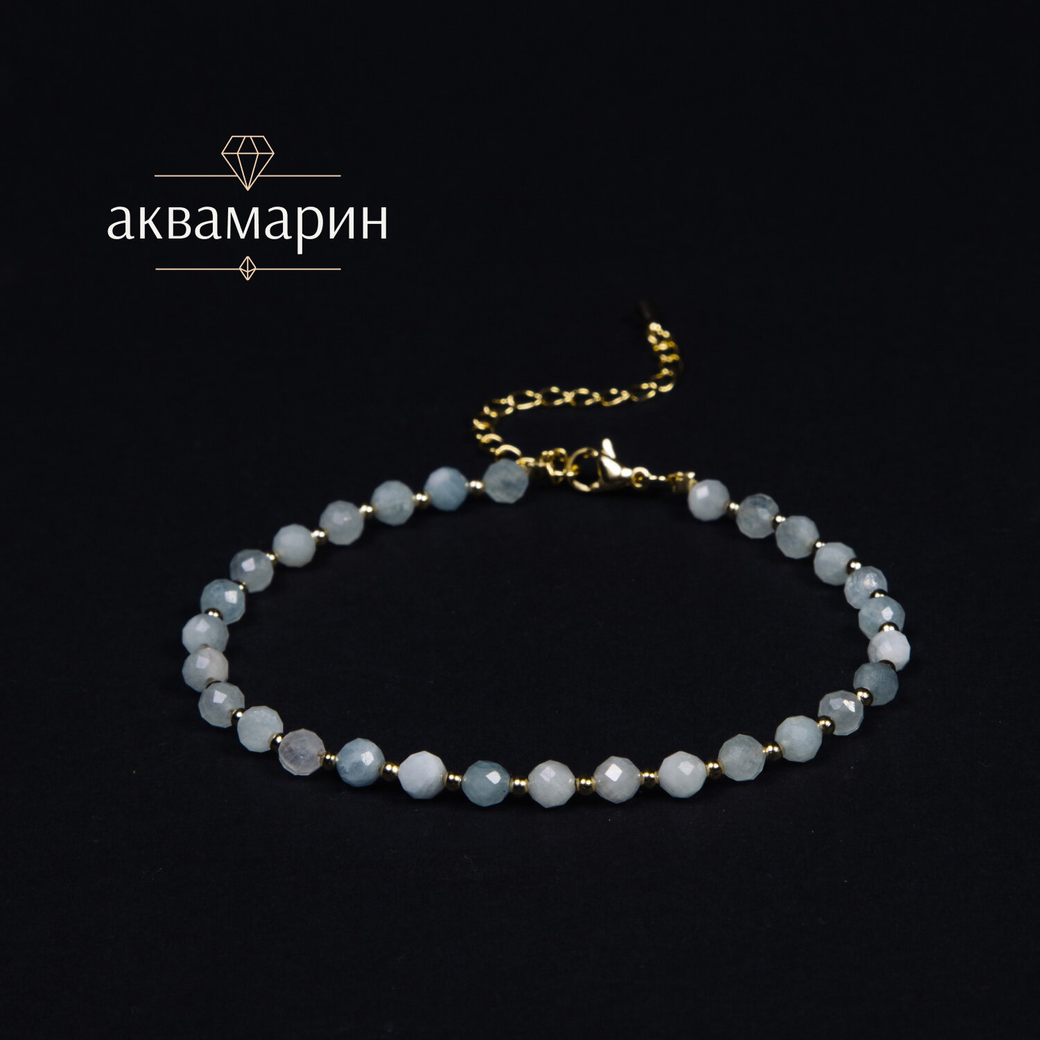 Браслет-нить BRANDLOVE, аквамарин, 1 шт., размер 17 см, аквамарин