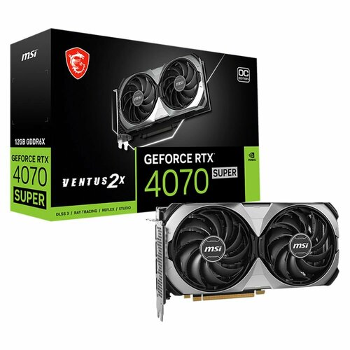 MSI Видеокарта MSI RTX4070 SUPER VENTUS 2X OC 12GB GDDR6X 192bit 3xDP HDMI 2FAN GeForce RTX 4070 SUPER 12G VENTUS 2X OC