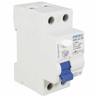 Автоматический выключатель ADB1L-63 2P 63A 30mA тип AC 6kA (ANDELI)