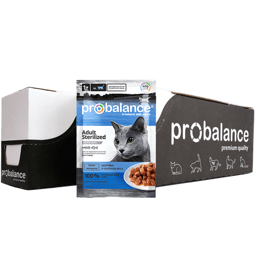 Корм влажный ProBalance Sterilized для стерилизованных кошек и кастрированных котов (28шт x 85 г)
