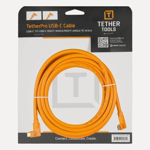 Изображение товара Кабель Tether Tools TetherPro USB-C Right Angle to USB-C Right Angle 4.6m Orange [CUC15RT2RT-ORG]