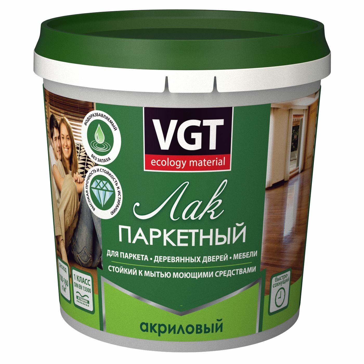 Лак акриловый паркетный VGT полуматовый (09кг)
