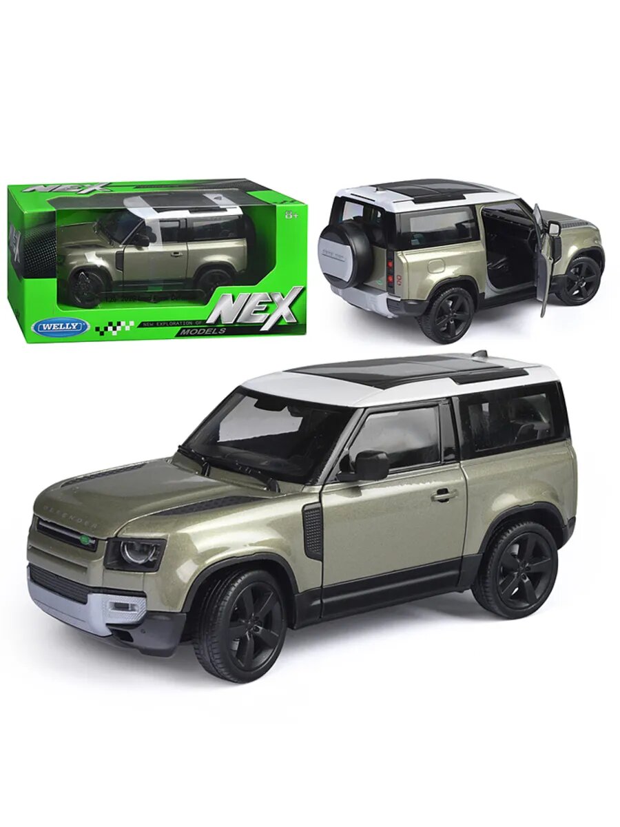 Машинка 1:24 Land Rover Defender 2020, зеленый