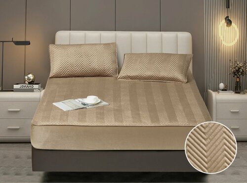 Изображение товара Покрывало Valtery PVR-1, стеганое, вельвет, с наволочками, 180x200x30 см