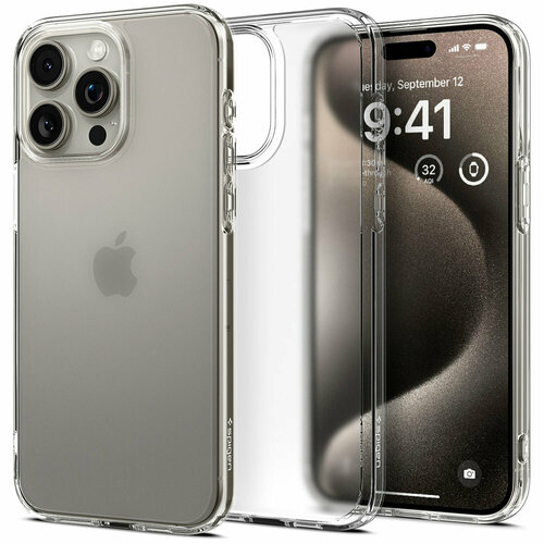 фото Чехол spigen на apple iphone 15 pro max (acs06567) ultra hybrid / спиген чехол для айфон 15 про макс накладка, противоударный, с защитой камеры, прозрачный матовый