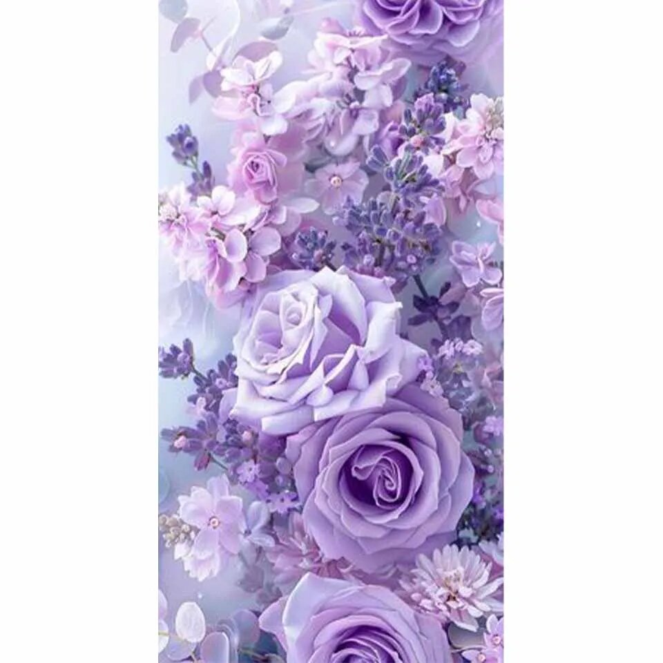 Алмазная живопись Фиолетовая роза NoEnName_Null 40x80cm round LEO919