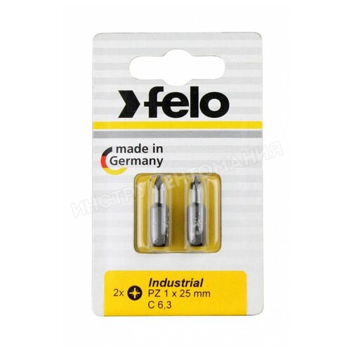 биты felo 02201036 ph 1x25 серия industrial 2 шт в блистере Бита крестовая PZ2х25, 2 шт Felo 02102036