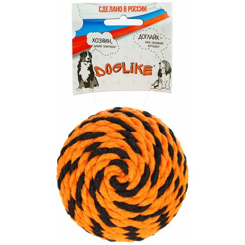 фото Игрушка для собак doglike мяч броник средний (оранжевый- черный)