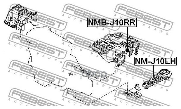 Опора Двигателя Nissan Qashqai 06-/X-Trail 07- Лев. Febest арт. NM-J10LH